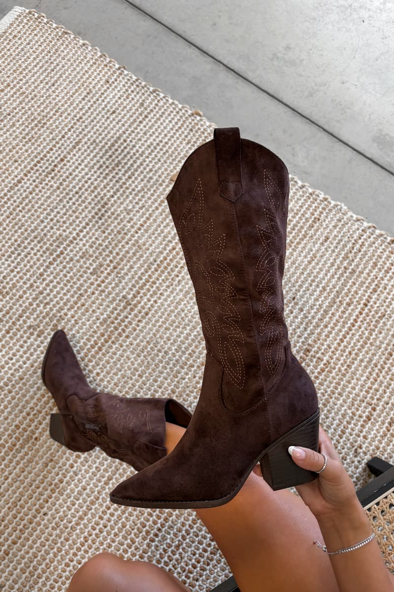 KATE Cowboy Western Boots - Brown