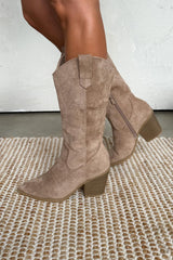 KATE Cowboy Western Boots - Taupe
