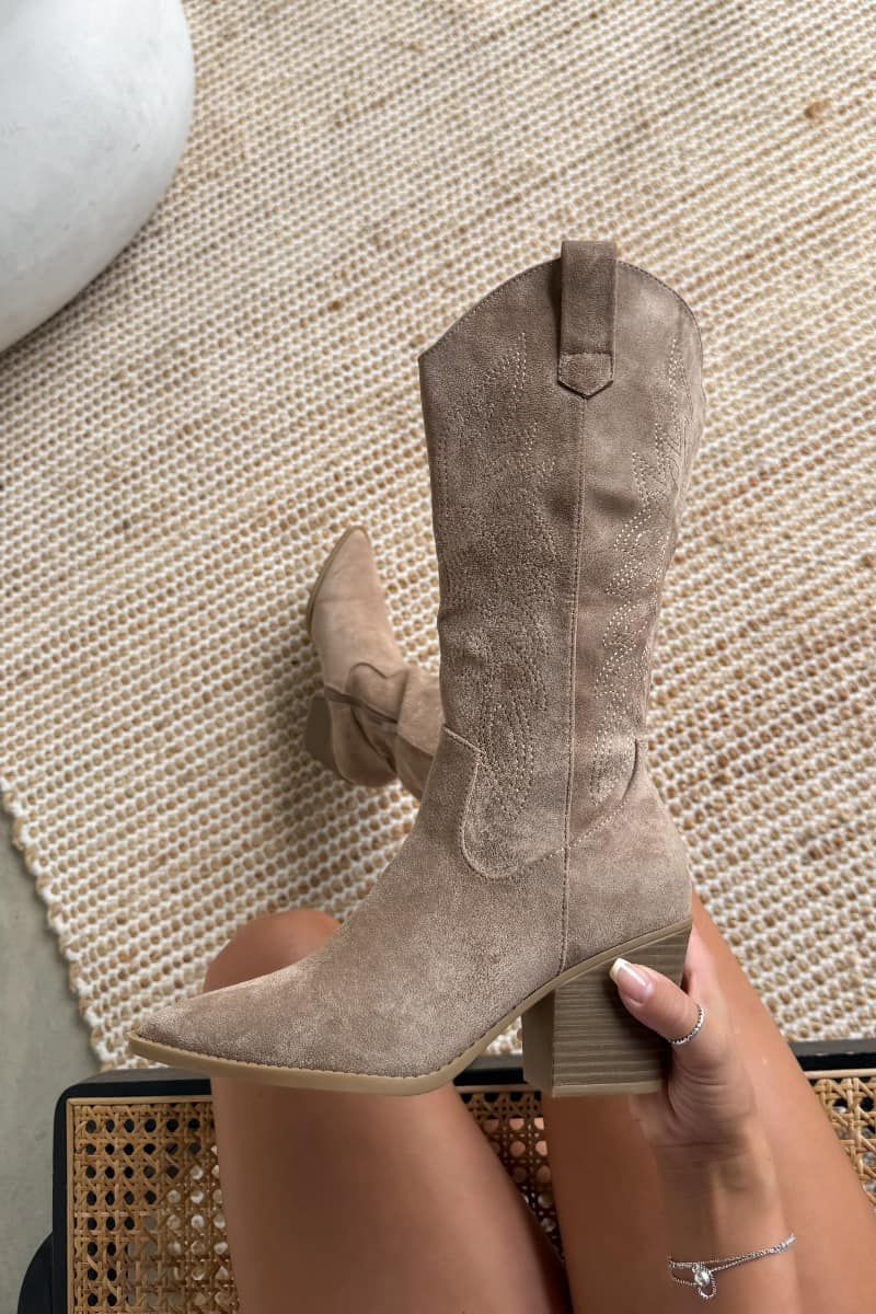 KATE Cowboy Western Boots - Taupe - 2