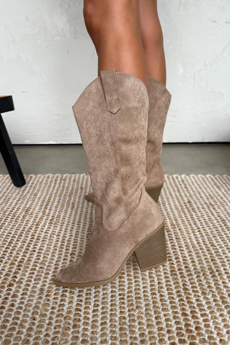 KATE Cowboy Western Boots - Taupe - 4