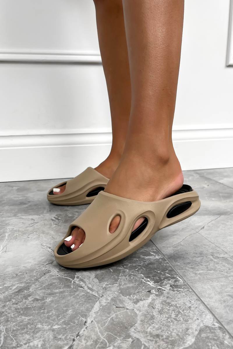 KICK BACK Flat Slider Sandals - Mocha - 2