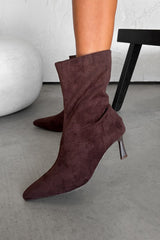 KIKI Kitten Heel Ankle Boots - Brown Suede - 2