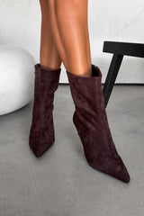 KIKI Kitten Heel Ankle Boots - Brown Suede - 3