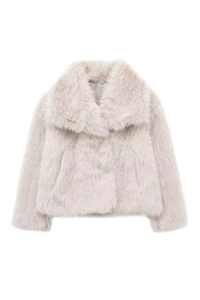 Faux Fur Jacket - Cream