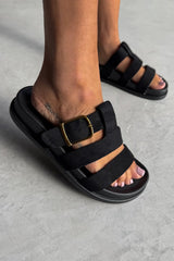 LAYLA Gladiator Strap Sandal - Black Suede