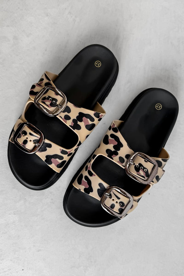 LEAH Chunky Buckle Sandals - Leopard