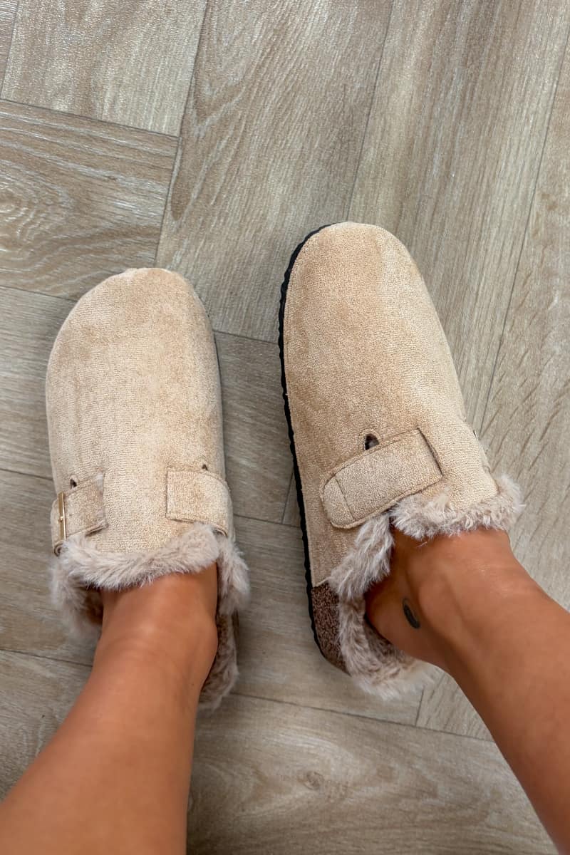 LEAH Suede Outdoor Slipper Clog - Beige -2
