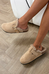 LEAH Suede Outdoor Slipper Clog - Beige -3