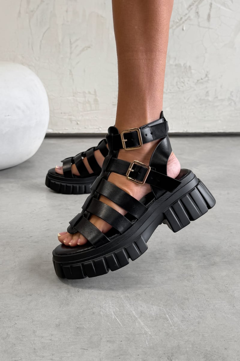 LEIA Chunky Gladiator Sandals - Black