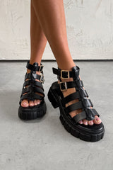 LEIA Chunky Gladiator Sandals - Black - 4