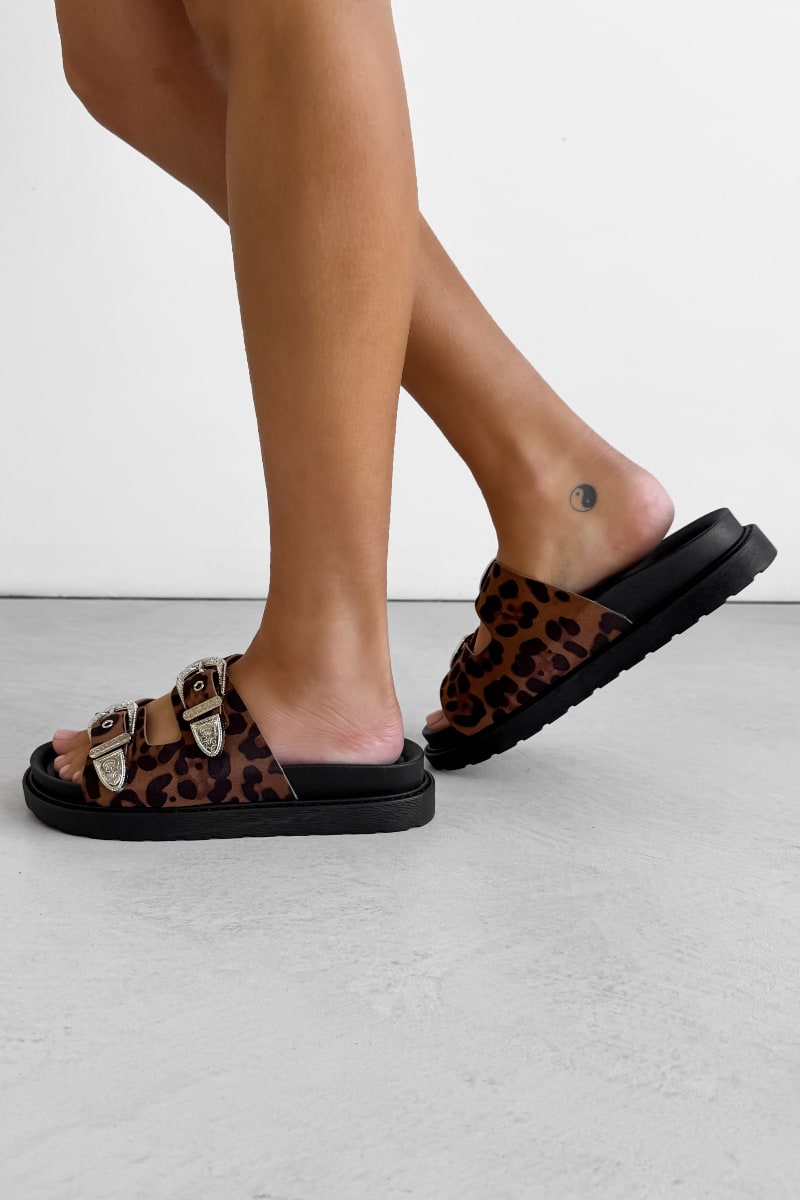 LEXI Chunky Buckle Sandals - Black - 7