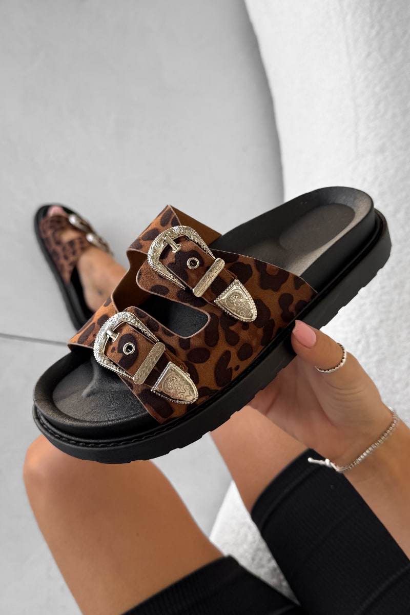 LEXI Chunky Buckle Sandals - Black - 4