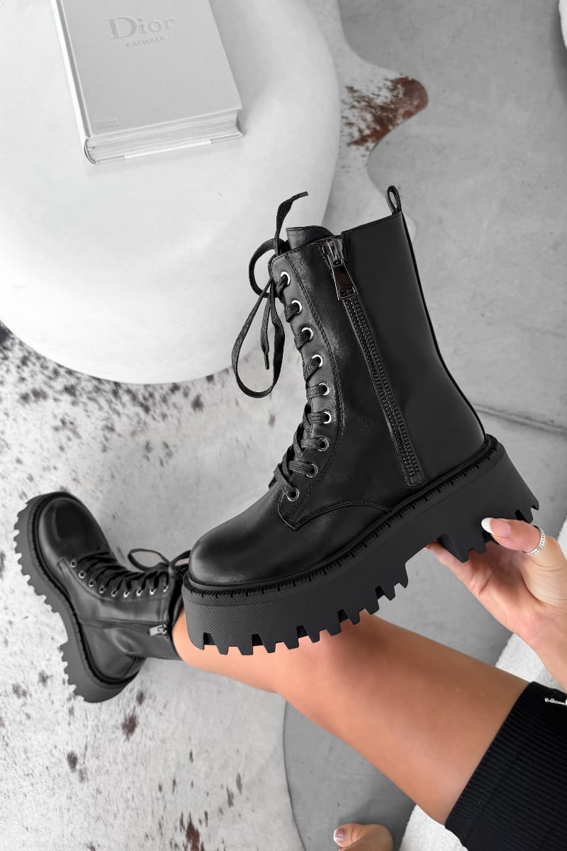 Lexus Boot LEXUS Chunky Platform Zip Ankle Boots - Black PU – AJ VOYAGE