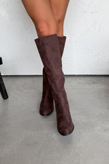 LIBBY Knee High Suede Boots - Brown - 2