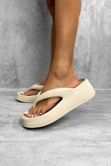 LIZZIE Chunky Toe Post Sandals - Beige - 2