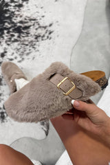 LOLA Faux Fur Outdoor Slipper Clog - Beige - 1