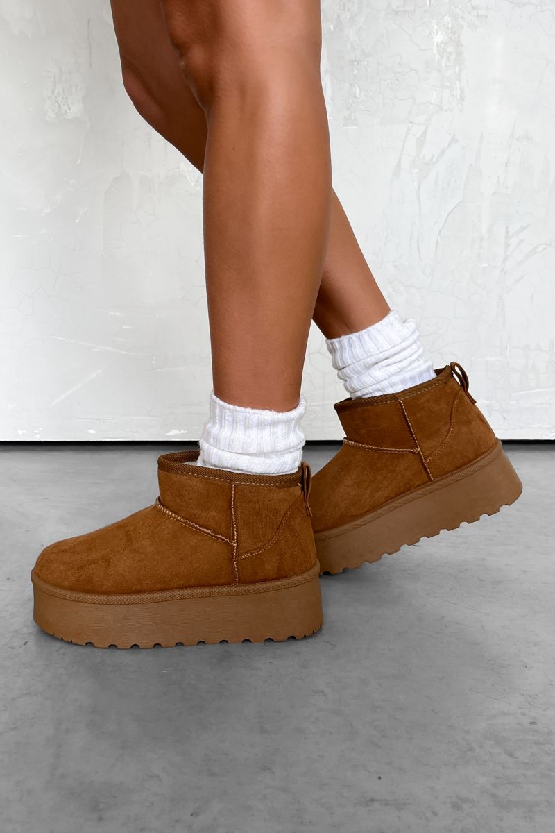 LOTTIE Ultra Mini Platform Ankle Boots - Chestnut