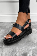 LUCIA Chunky Platform Sandals - Black - 1
