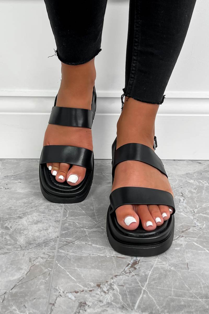 LUCIA Chunky Platform Sandals - Black - 2