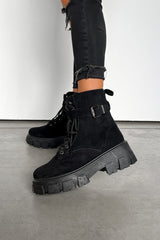 MACY Chunky Platform Ankle Boots - Black Suede - 2
