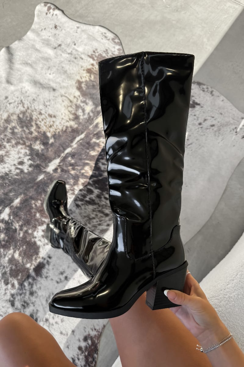 MADDISON Western Cowboy Boots - Black