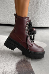 MAE Chunky Platform Ankle Boots - Burgundy - 2