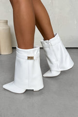 MEADOW Flared Calf Boots - White PU - 1