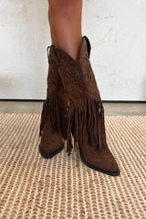 MIAMI Tassel Suede Cowboy Western Boots - Camel - 1