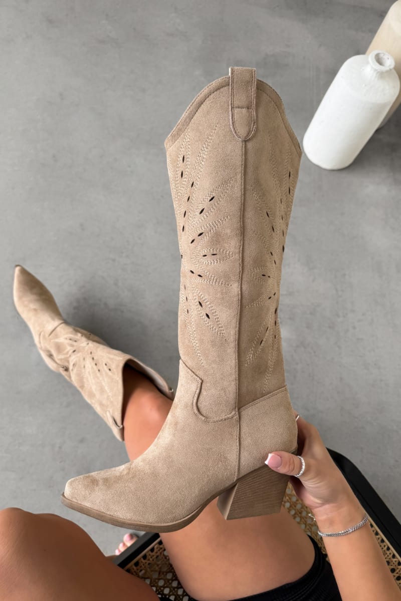 MICHIGAN Cowboy Western Boots - Taupe - 1