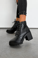 MILA Chunky Platform Ankle Boots - Black PU