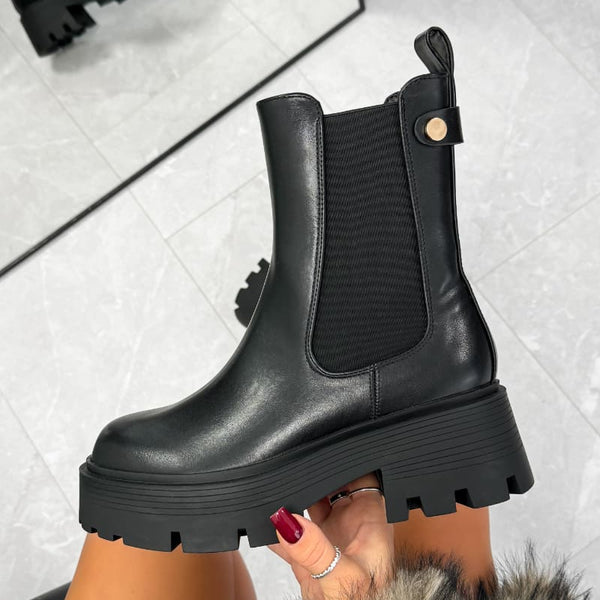 MIMI Chunky Ankle Boots - Black – AJ VOYAGE
