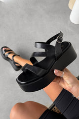 MOLLY Chunky Platform Toe Post Sandals - Black