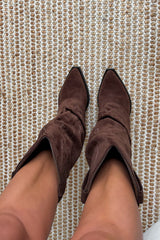 MONTANA Slouched Cowboy Western Boots - Brown Suede - 5