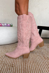 NASHVILLE Knee High Cowboy Western Boots - Pink