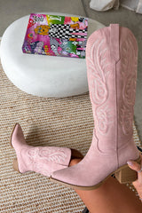 NASHVILLE Knee High Cowboy Western Boots - Pink - 5