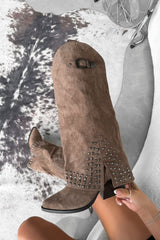 NEVADA Flared Cowboy Western Boots - Beige