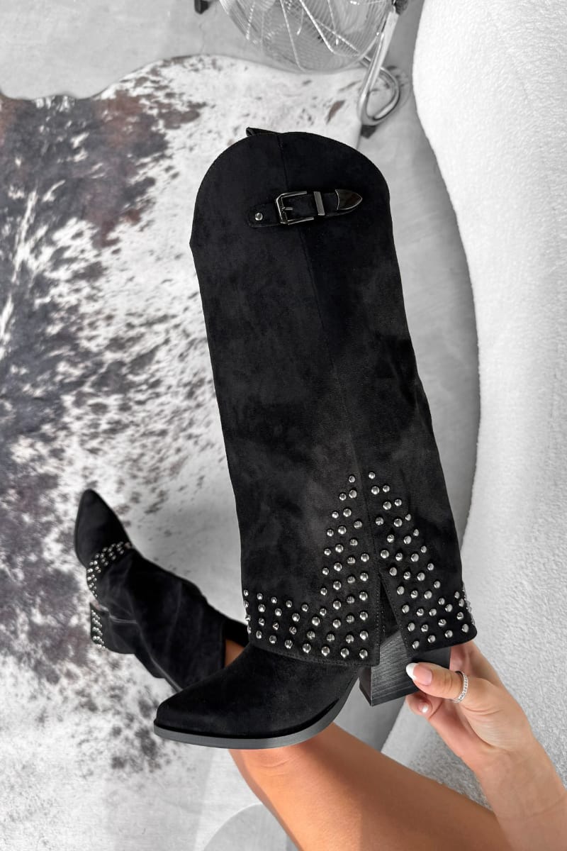 NEVADA Flared Cowboy Western Boots - Black