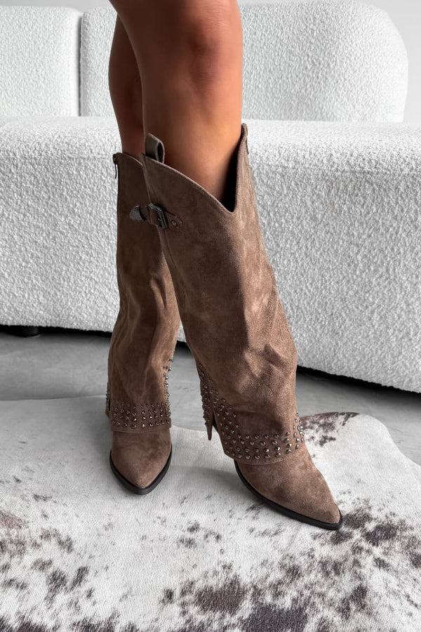 NEVADA Flared Cowboy Western Boots - Beige - 1