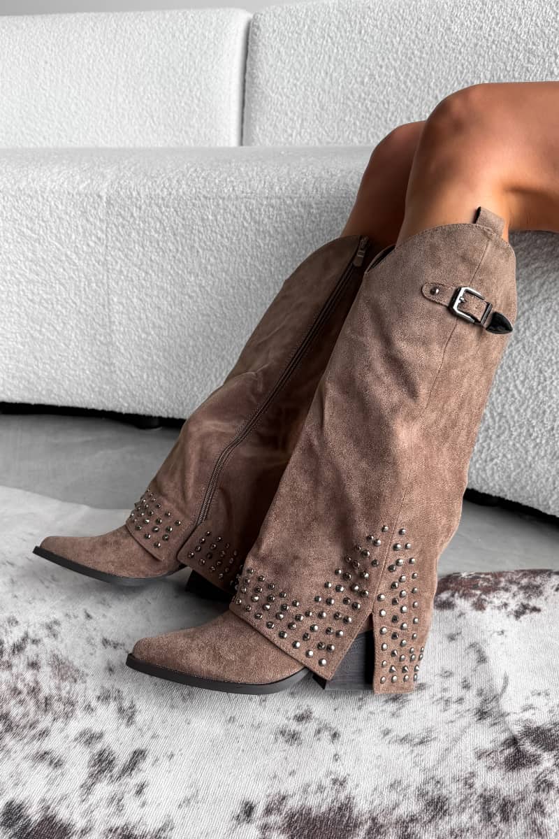 NEVADA Flared Cowboy Western Boots - Beige - 2