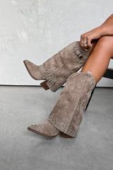 NEVADA Flared Cowboy Western Boots - Beige - 1