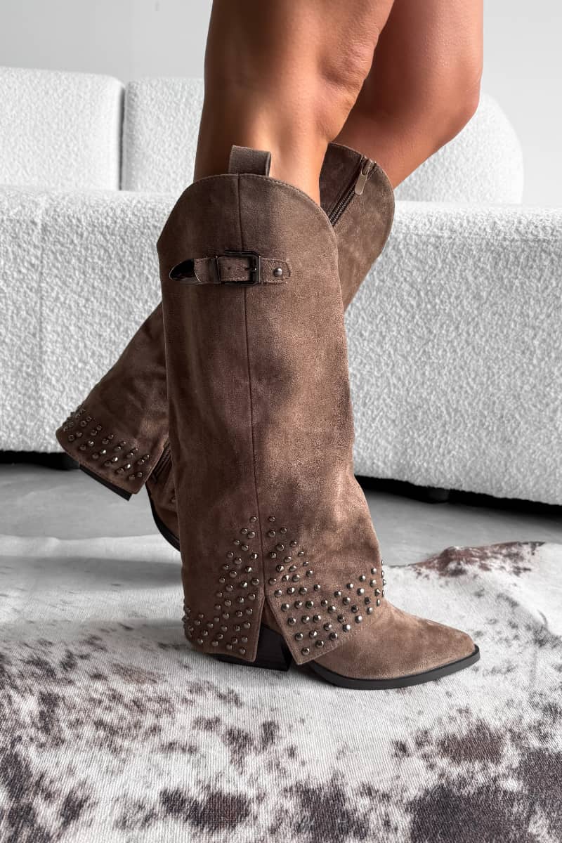 NEVADA Flared Cowboy Western Boots - Beige - 3