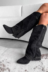 NEVADA Flared Cowboy Western Boots - Black - 2