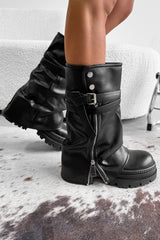 NEXT LEVEL Zip Flared Platform Boots - Black - 3