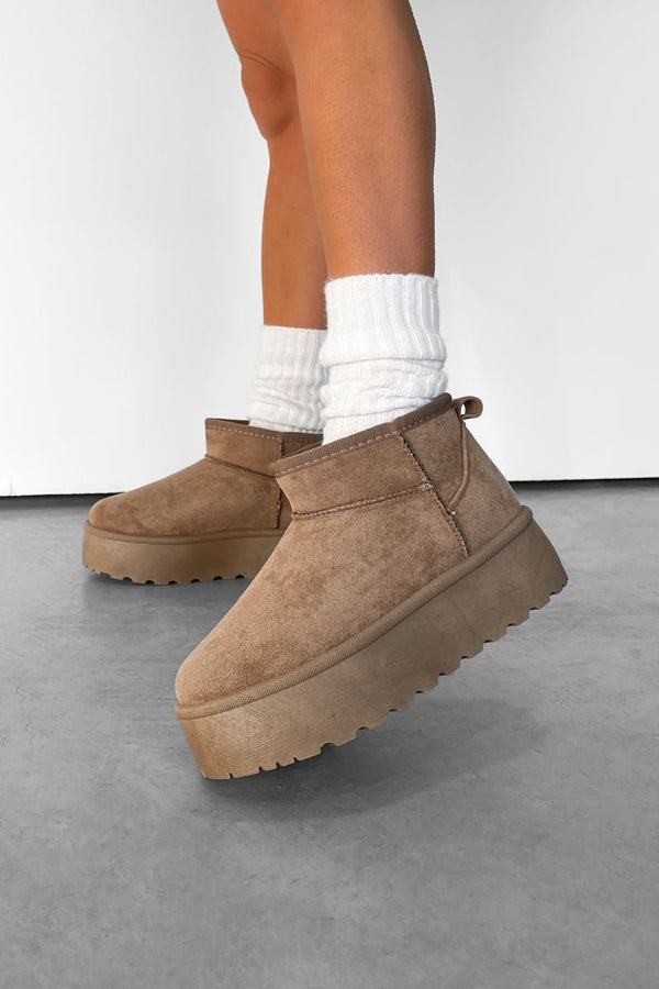 NOA Ultra Mini Platform Ankle Boots - Mushroom