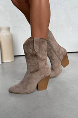 OHIO Western Cowboy Boots - Tan Suede - 1