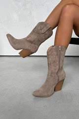 OHIO Western Cowboy Boots - Tan Suede - 2