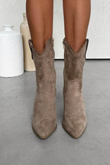 OHIO Western Cowboy Boots - Tan Suede - 3