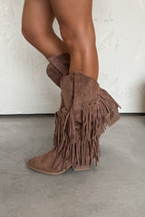 PACHA Studded Tassel Cowboy Western Boots - Camel - 2