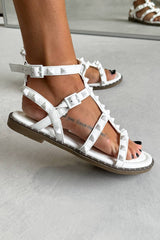 PARIS Studded Gladiator Sandals - White - 1