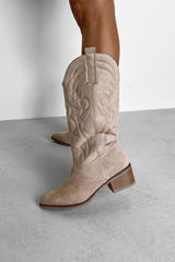 PORTLAND Cowboy Western Boots - Beige - 2